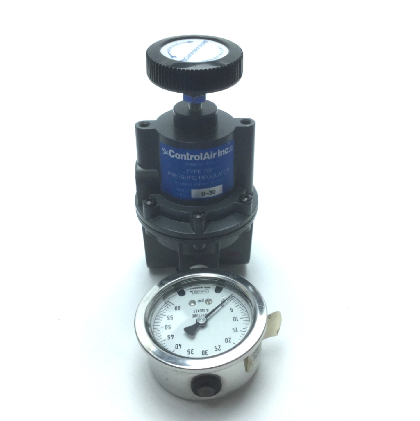 Used ControlAir Type 700 Regulator, 0-30psi Output, with Noshok 316 SS 0-60 psi Gauge