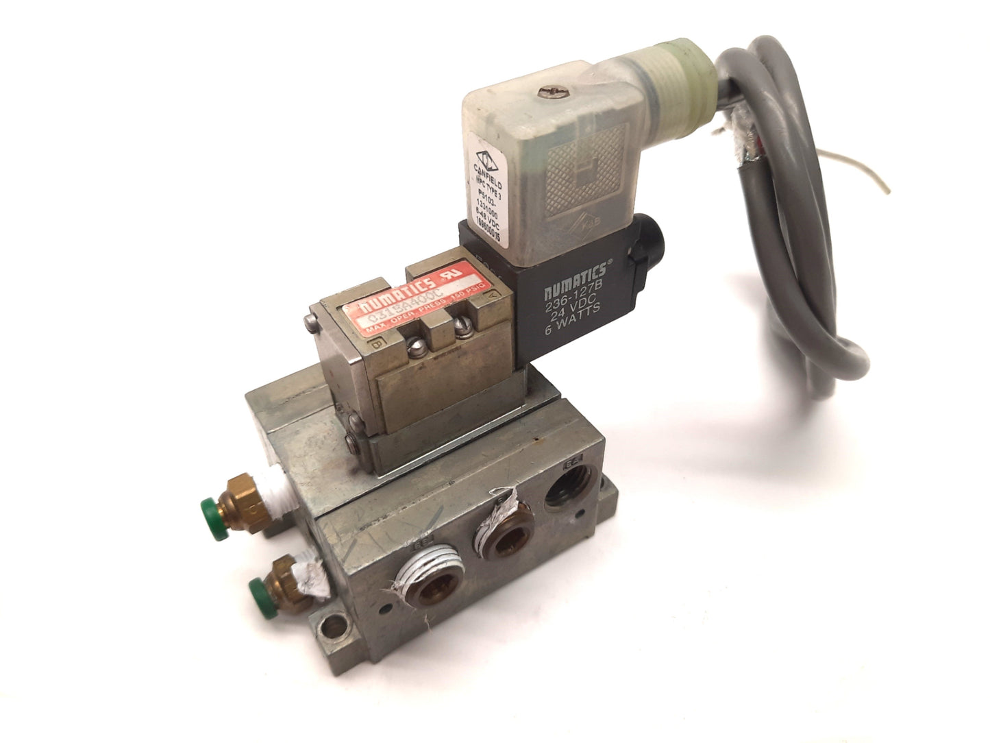 Used Numatics 031SA400C Solenoid Air Valve 2 Pos 5 Port 1/8" NPT 24VDC
