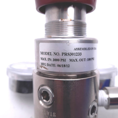 Used ProStar Platinum PRS301233 High Purity Pressure Regulator In 3000PSI, Out 100PSI