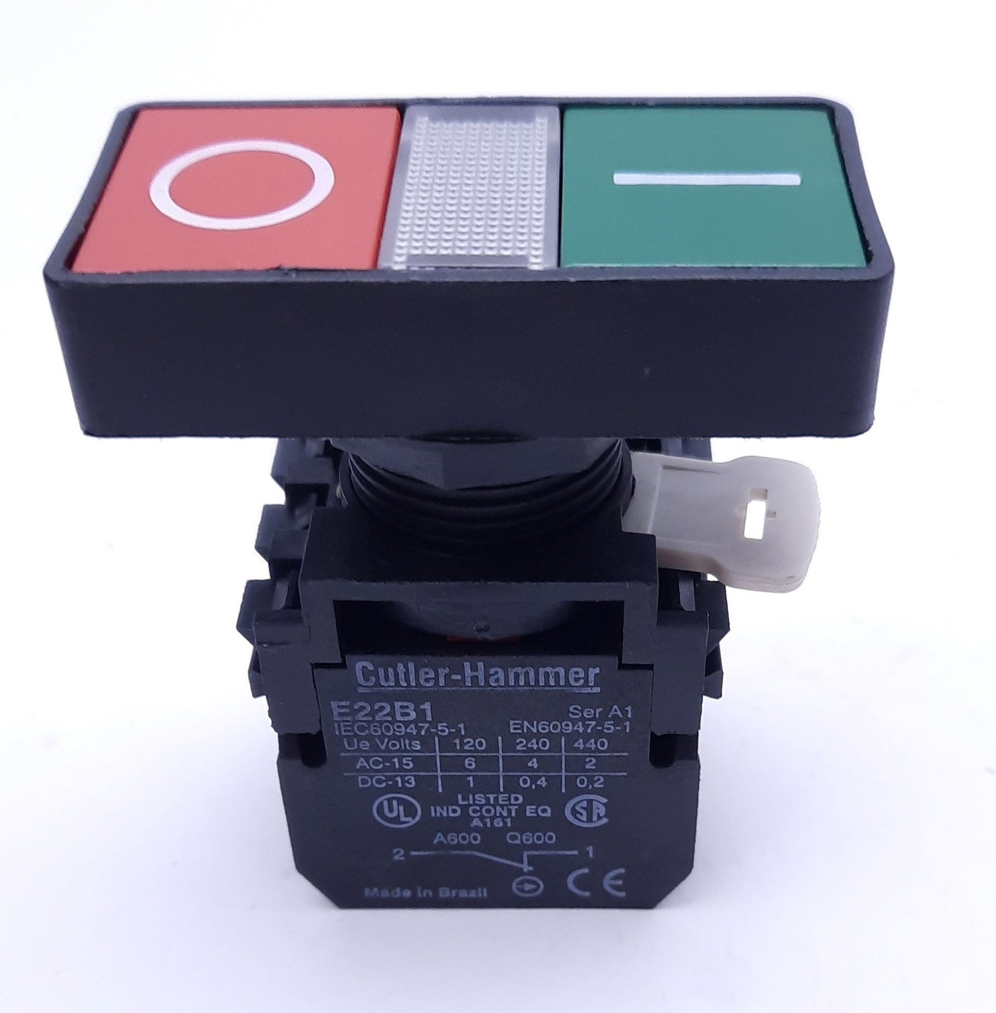 Used Cutler Hammer Double-Headed Pushbutton: x1 E22B1(R), E22B2(G), and E22D2 Blocks