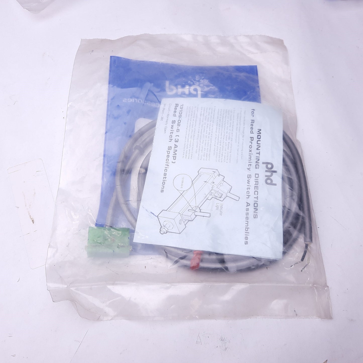 New PHD 13109-02-6 Reed Switch, 3A, 65-120VAC, 2M Cable, 1.5MS-On 0-8.3MS Off