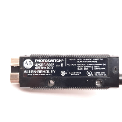 Used Allen Bradley 42SRF-6002 Photoswitch Fiber Optic Photoelectric Sensor, 10-30VDC