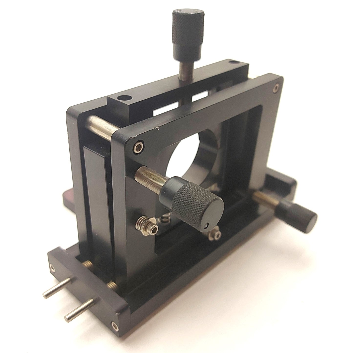 Used 2-Axis LASER Optic Mount Z: 7.5mm X: 20mm Travel Vert/Horiz Tilt ?35-40mm Optic
