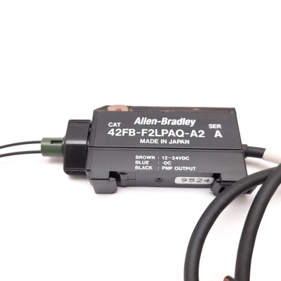 Used Allen Bradley 42FB-F2LPAQ-A2 Fiber Optic Photoelectric Sensor, W/ Fibers