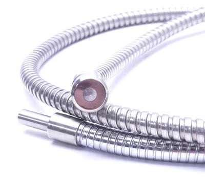 Used Thru-Beam Glass Fiber Optic Cable, 4', Chrome-Plated Sheath, 0.225" Bundle