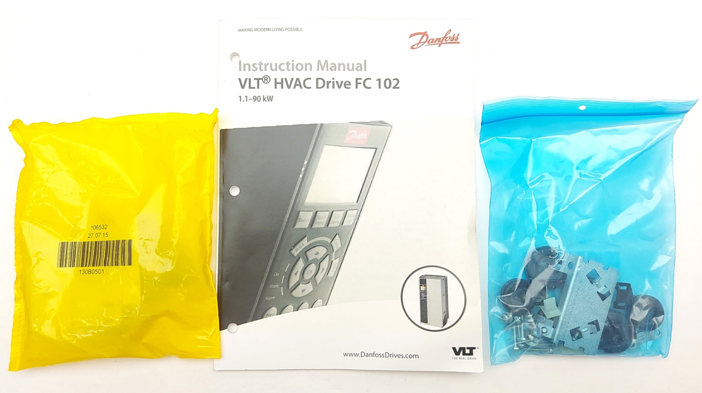 New – Open box Danfoss FC102P1K5T4E21H2XG VLT HVAC Motor Drive Out: 1.5kW/2HP In: 3Ø 380-480VAC