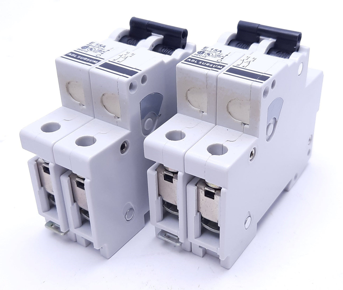 Used Lot of 2 ABL Sursum E 15A Circuit Breakers: Model 2EU15, 277 VAC, 2 Pole