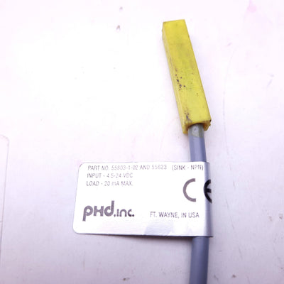 Used PHD 55803-1-02 & 55823 Hall Effect Cylinder Proximity Switch, 5-24VDC, NPN