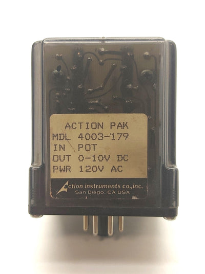 Used Action Pak 4003-179 DC Signal Converter, Potentiometer to 0-10V 120VAC