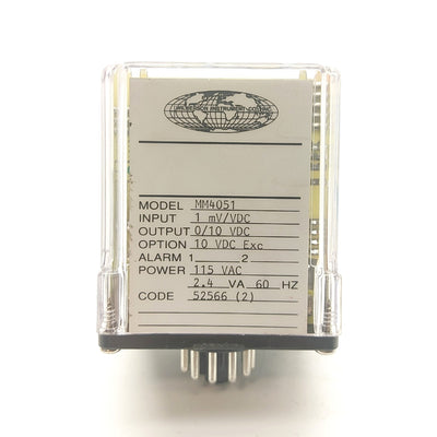 Used Wilkerson MM4051 Strain Gauge Transmitter, 1mV-1V to 0-10VDC, 10V Excit, 115VAC