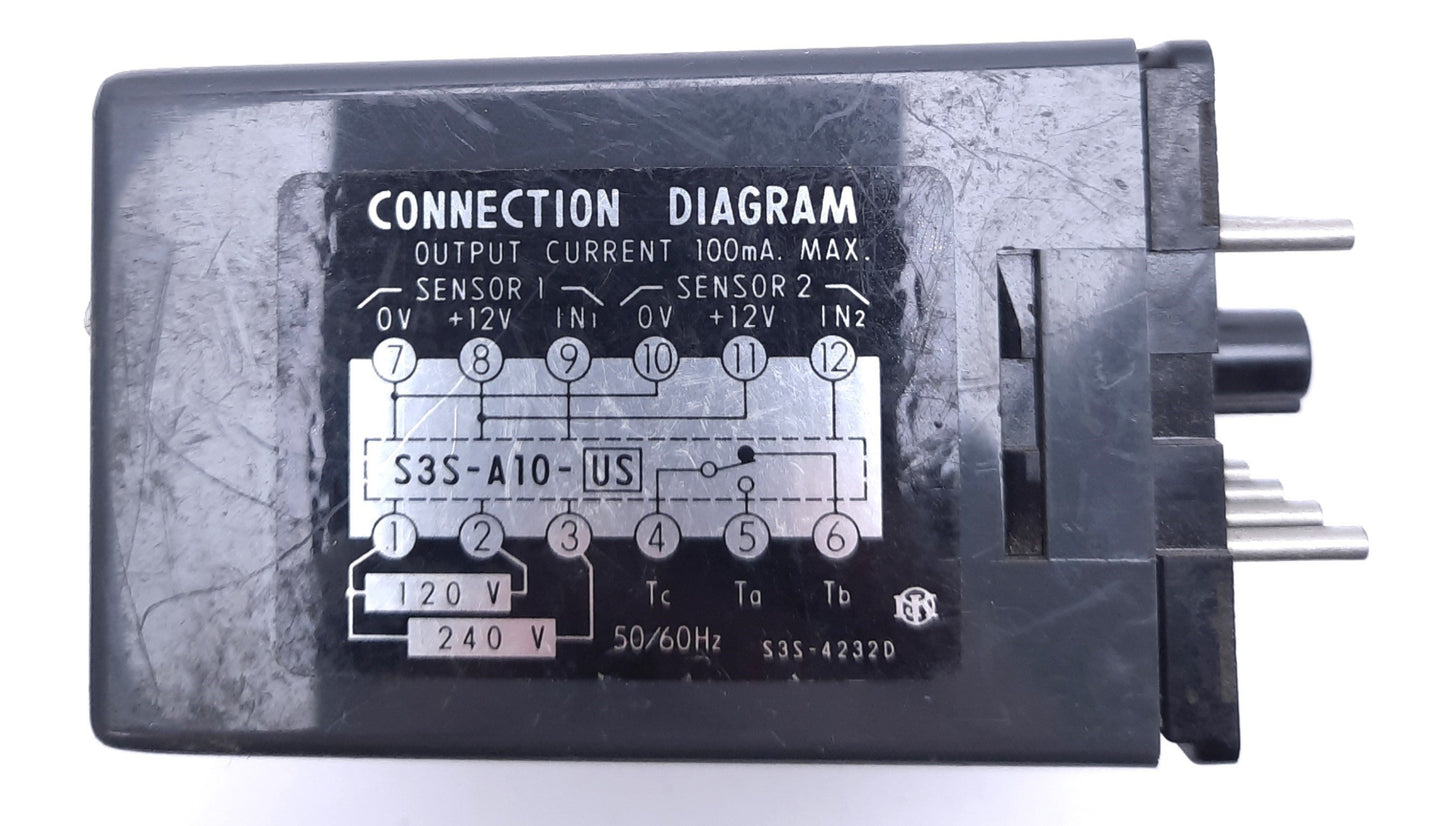 Used Omron S3S-A10-US Sensor Controller Unit, 120/240 VAC, 8 A, 50/60 Hz, 12-Pin