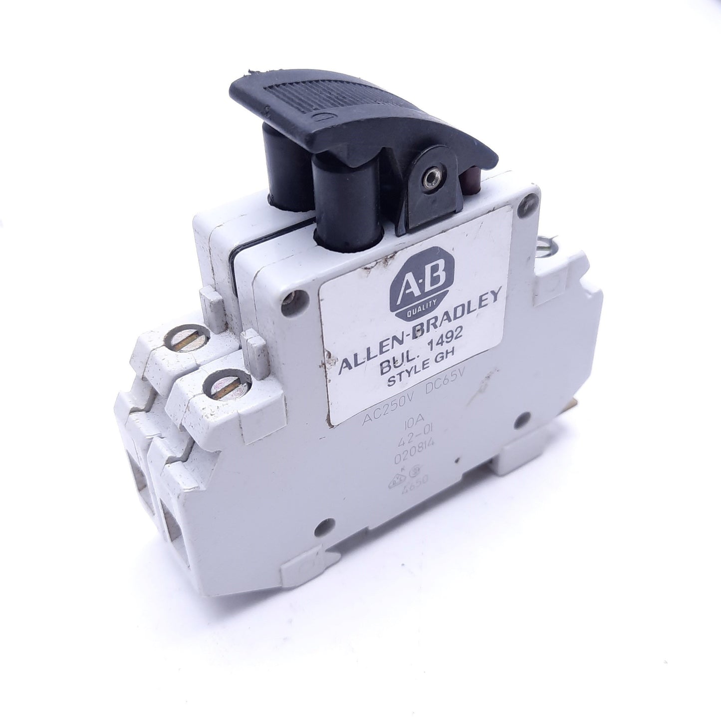 Used Allen-Bradley 1492-GHD100 Ser A Circuit Breaker, 10A, 125 VAC, 65 VDC