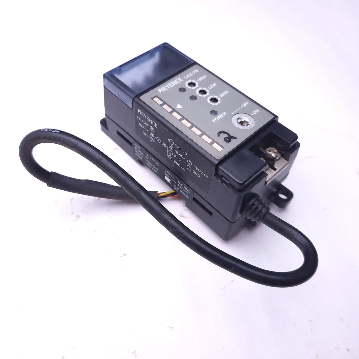 Used Keyence LX2-70 Laser Sensor Amplifier, NPN, 12-24VDC, Response: 0.5ms *No Key*