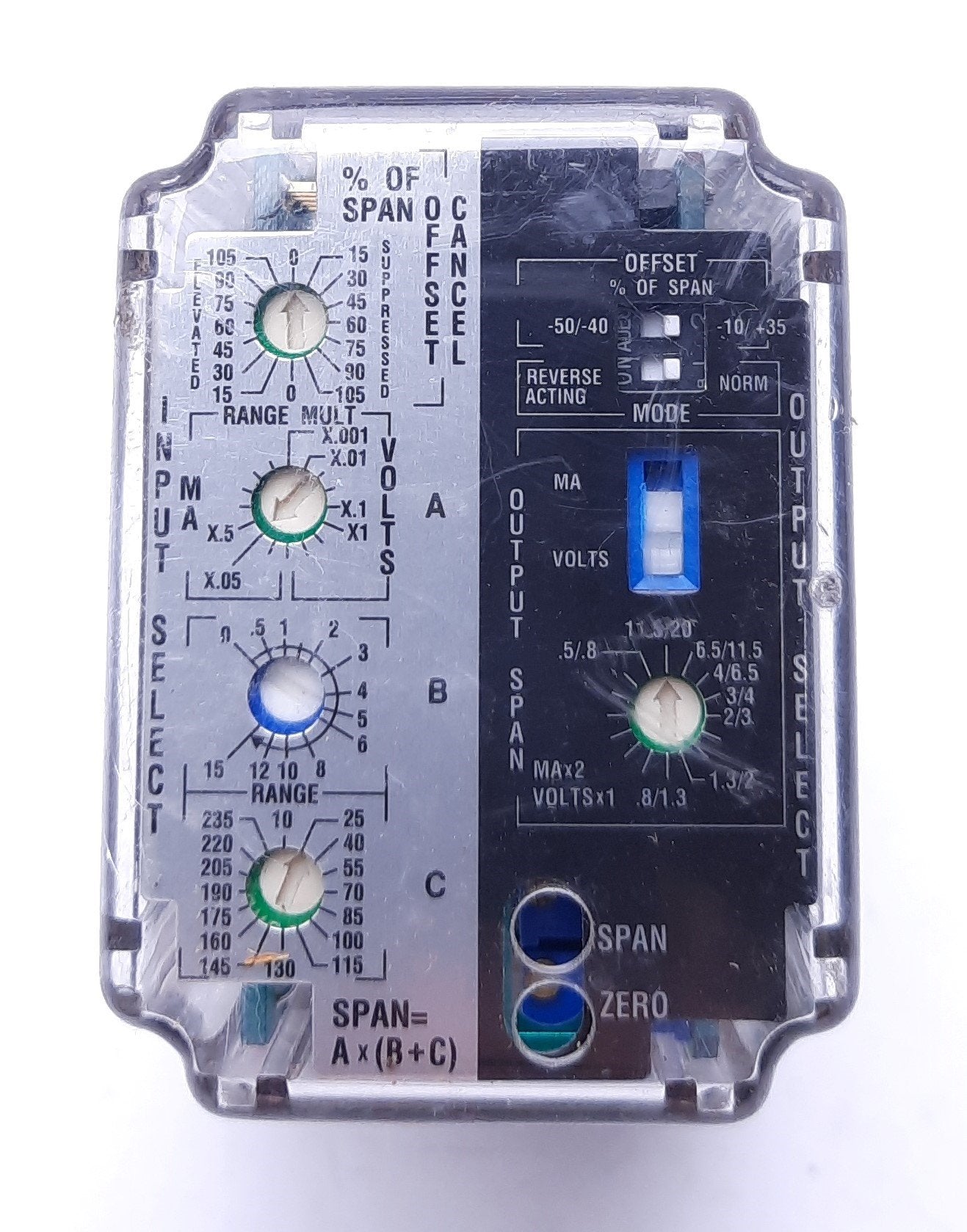 Used Wilkerson MM4380 Mighty Module Isolated Transmitter 115 VAC, In100mV, Out 4-20mA