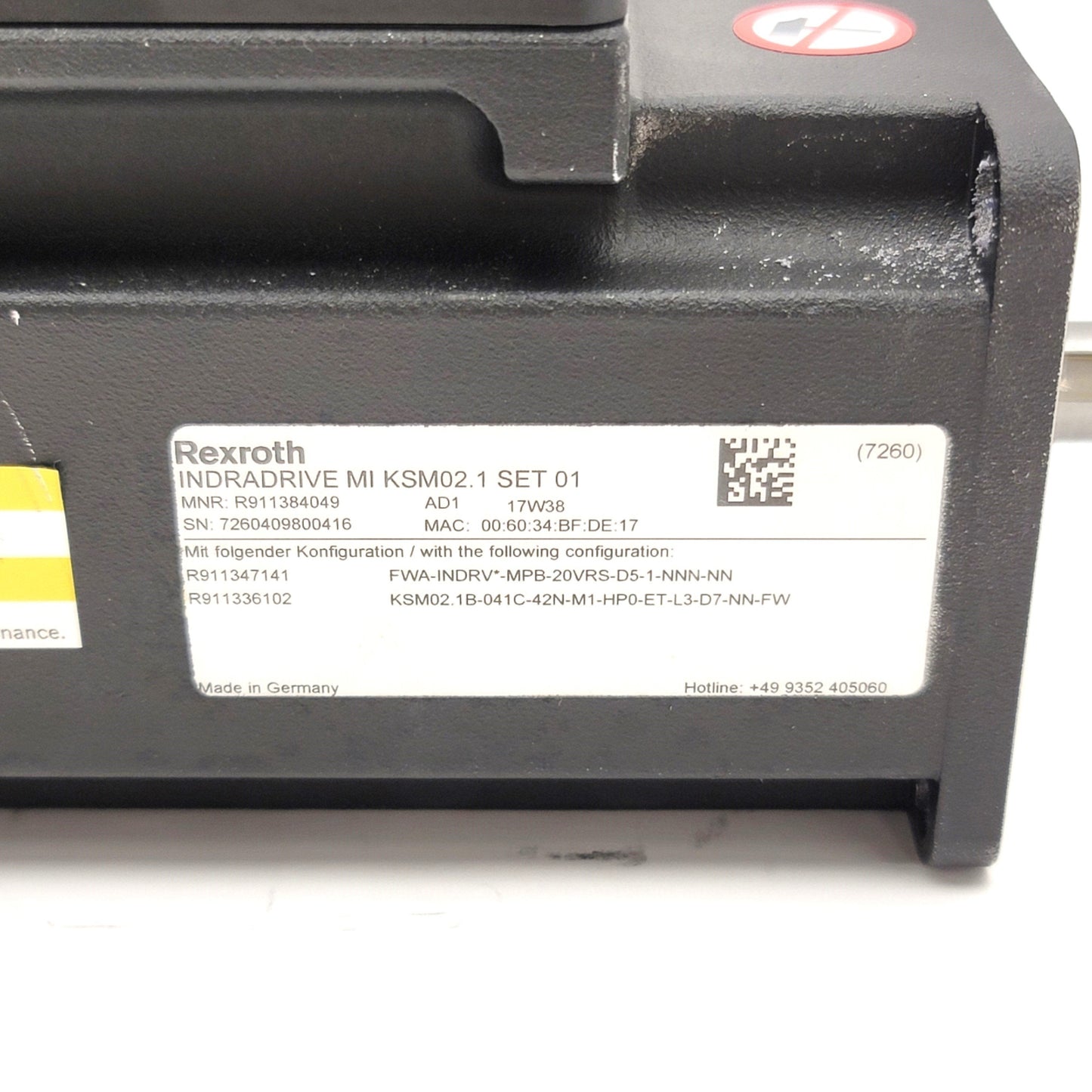 Used Rexroth IndraDrive KSM02.1B-041C-42N-M1-HP0-ET-L3-D7-NN-FW 540-750VDC, NEMA 34