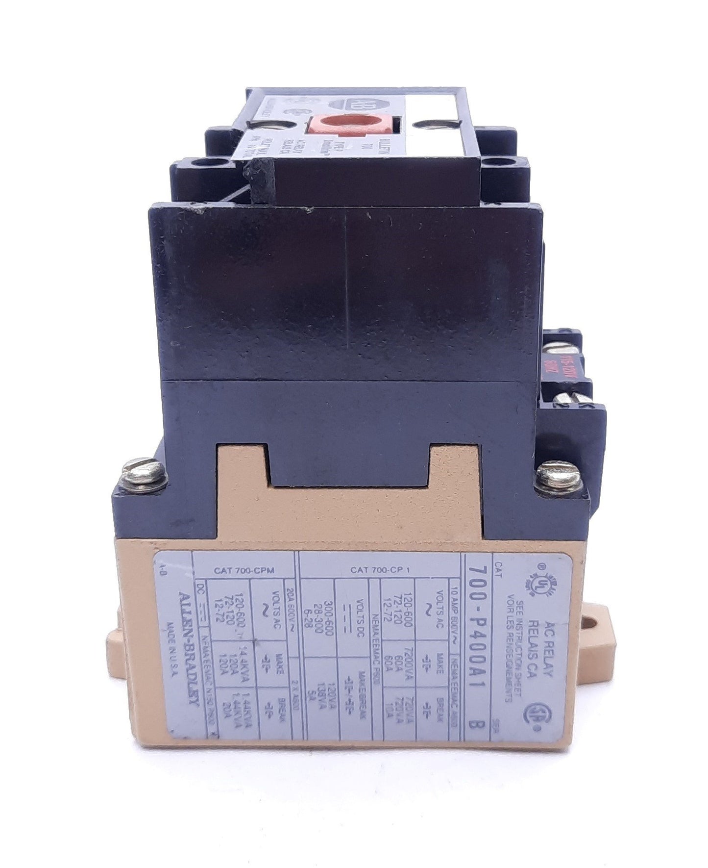 Used Allen-Bradley 700-P400A1 Series B General Purpose Relay 115-120VAC Coil Voltage
