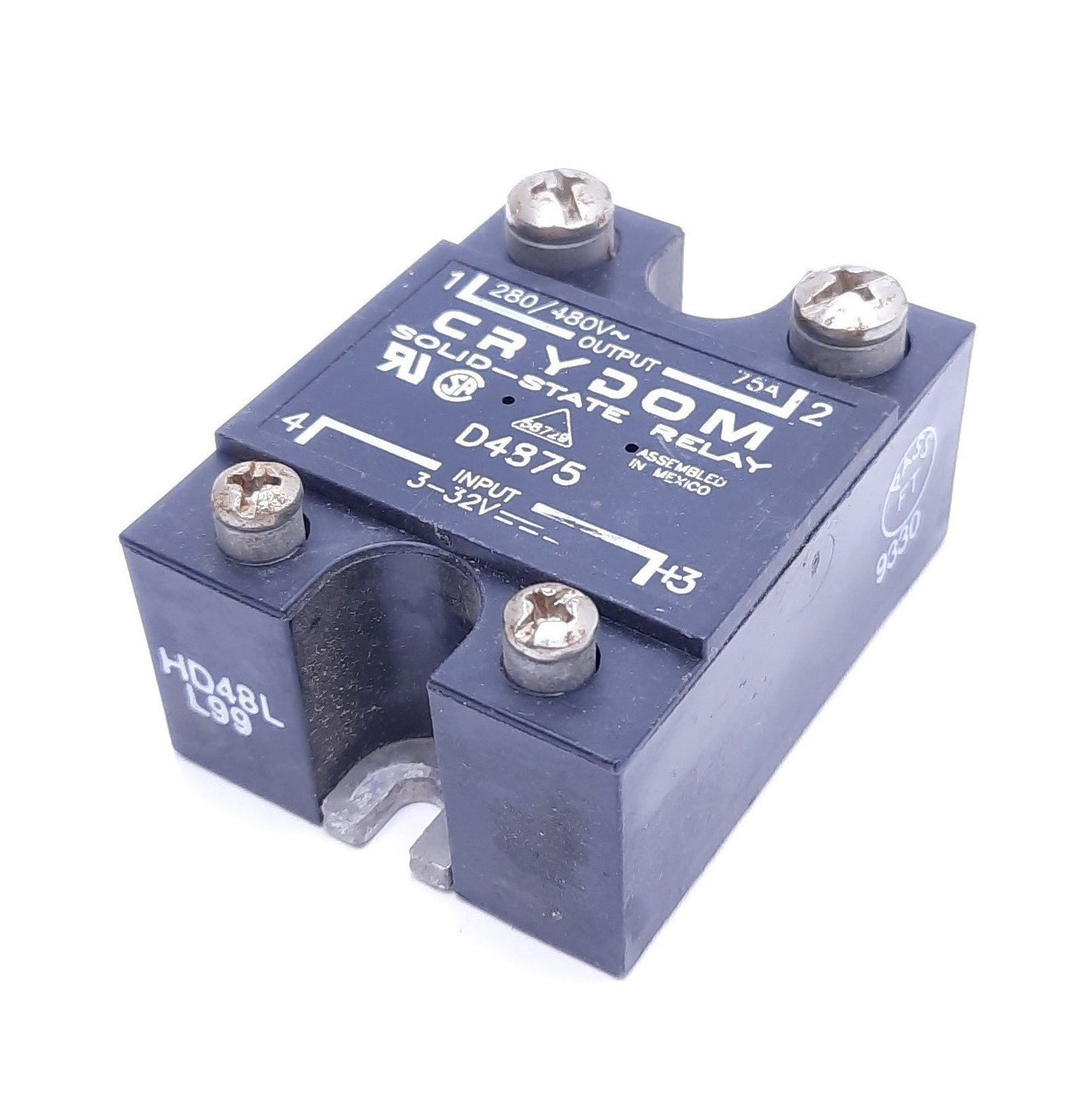 Used Crydom D4875 Solid State Relay, 3-32VDC Control, 280/480VAC 75A Rating