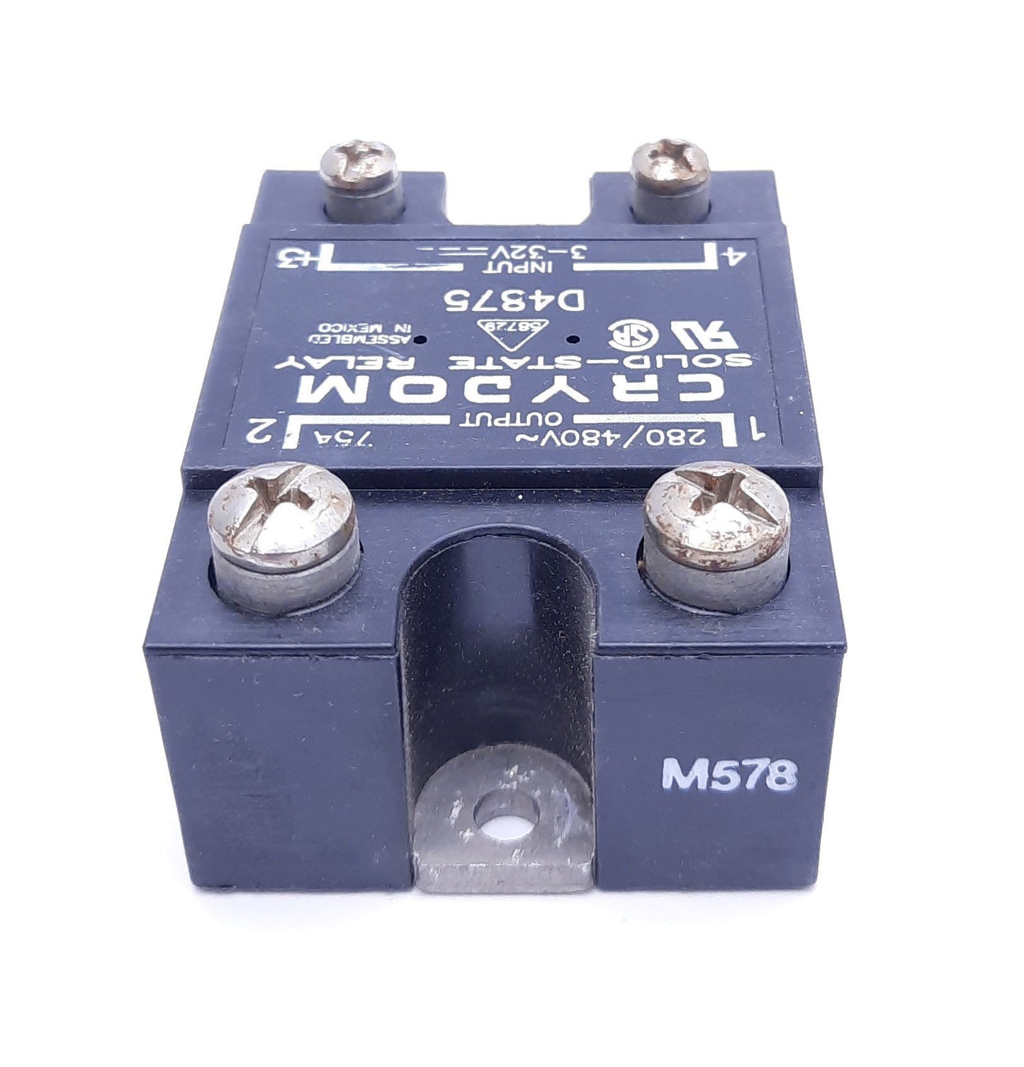 Used Crydom D4875 Solid State Relay, 3-32VDC Control, 280/480VAC 75A Rating