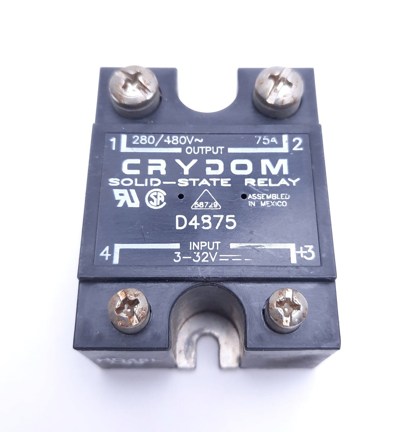 Used Crydom D4875 Solid State Relay, 3-32VDC Control, 280/480VAC 75A Rating