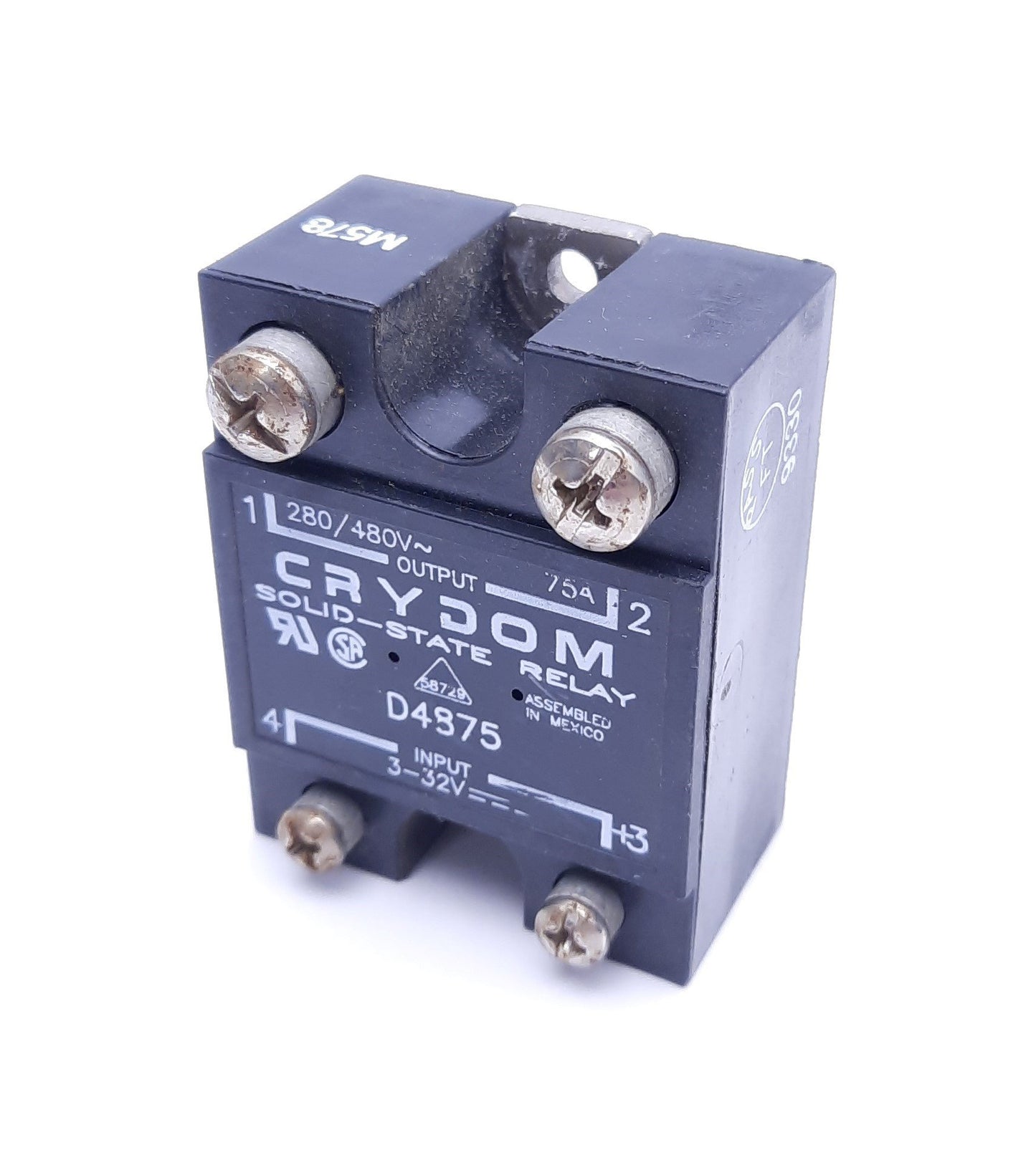 Used Crydom D4875 Solid State Relay, 3-32VDC Control, 280/480VAC 75A Rating