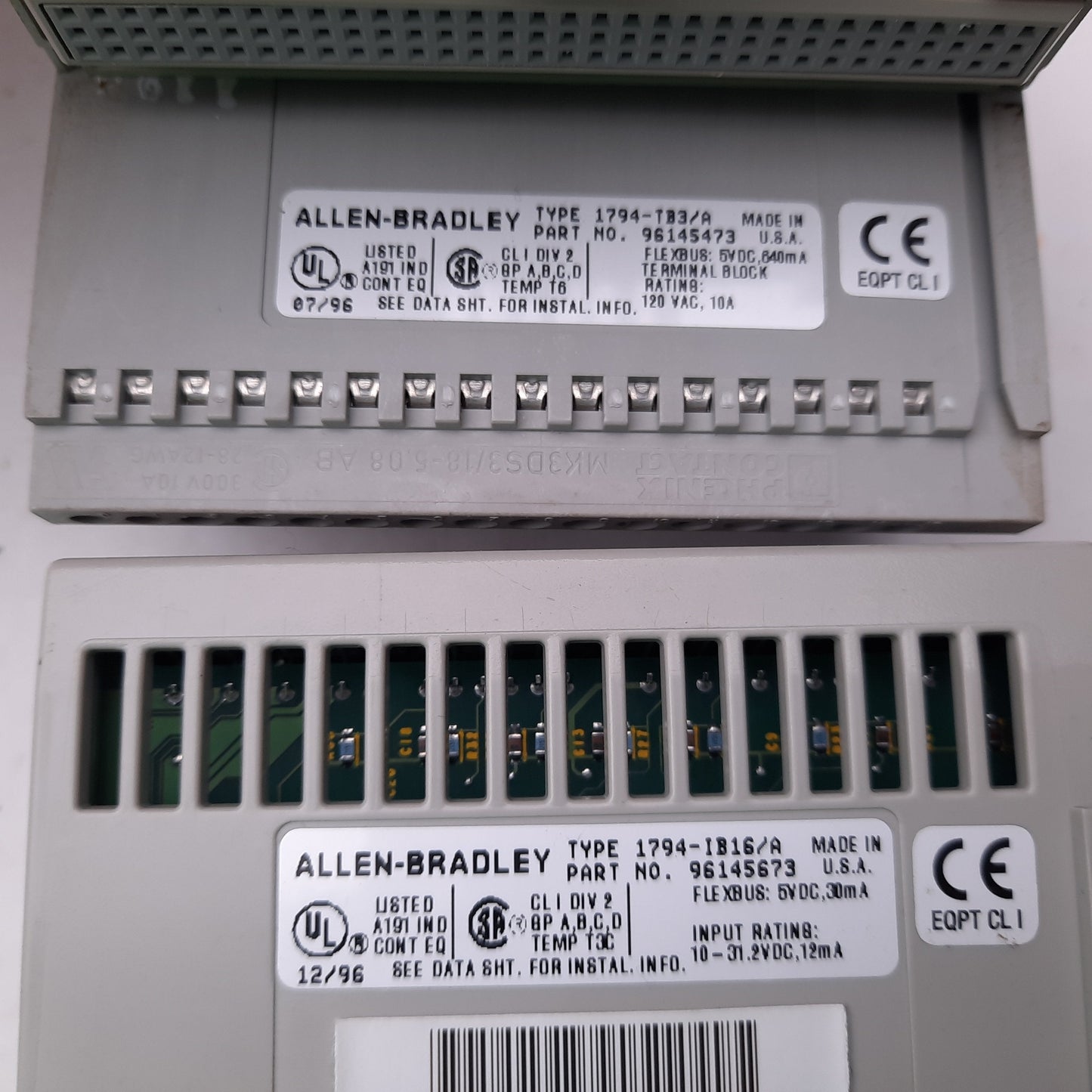 Used Allen Bradley 1794-IB16/A Flex I/O Digital Input Module, 16-Pt w/ 1794-TB3 Base