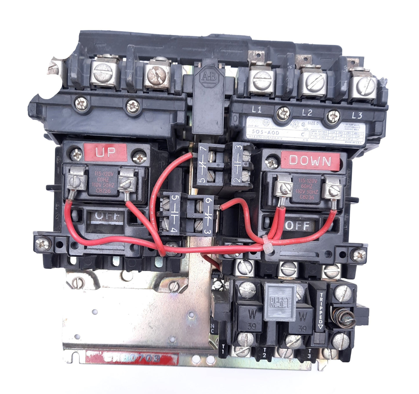 Used Allen-Bradley 505-AOD NEMA Reversing Motor Starter Relay 600VAC 18A