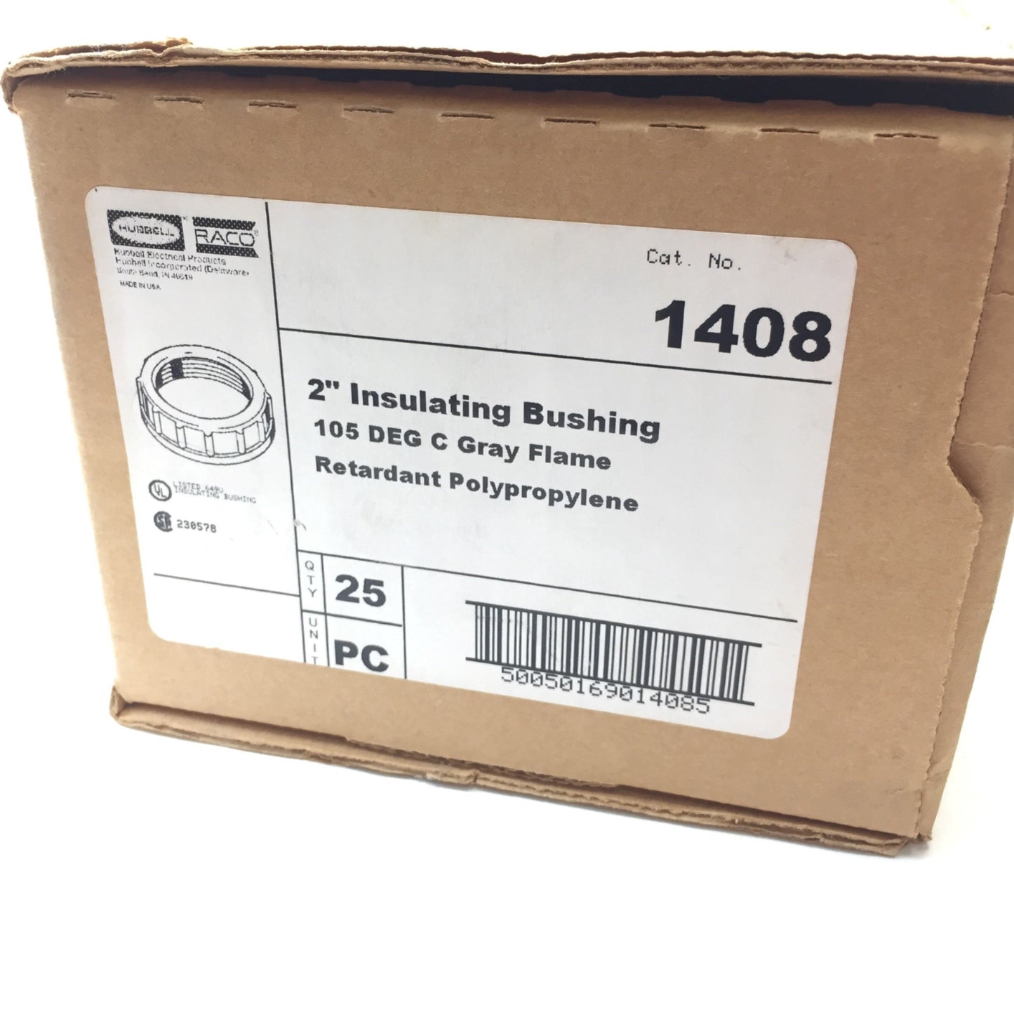 New – Open box Lot of 24 Hubbell 1408 Insulating Bushing 2" Gray Flame Retardant Polypropylene