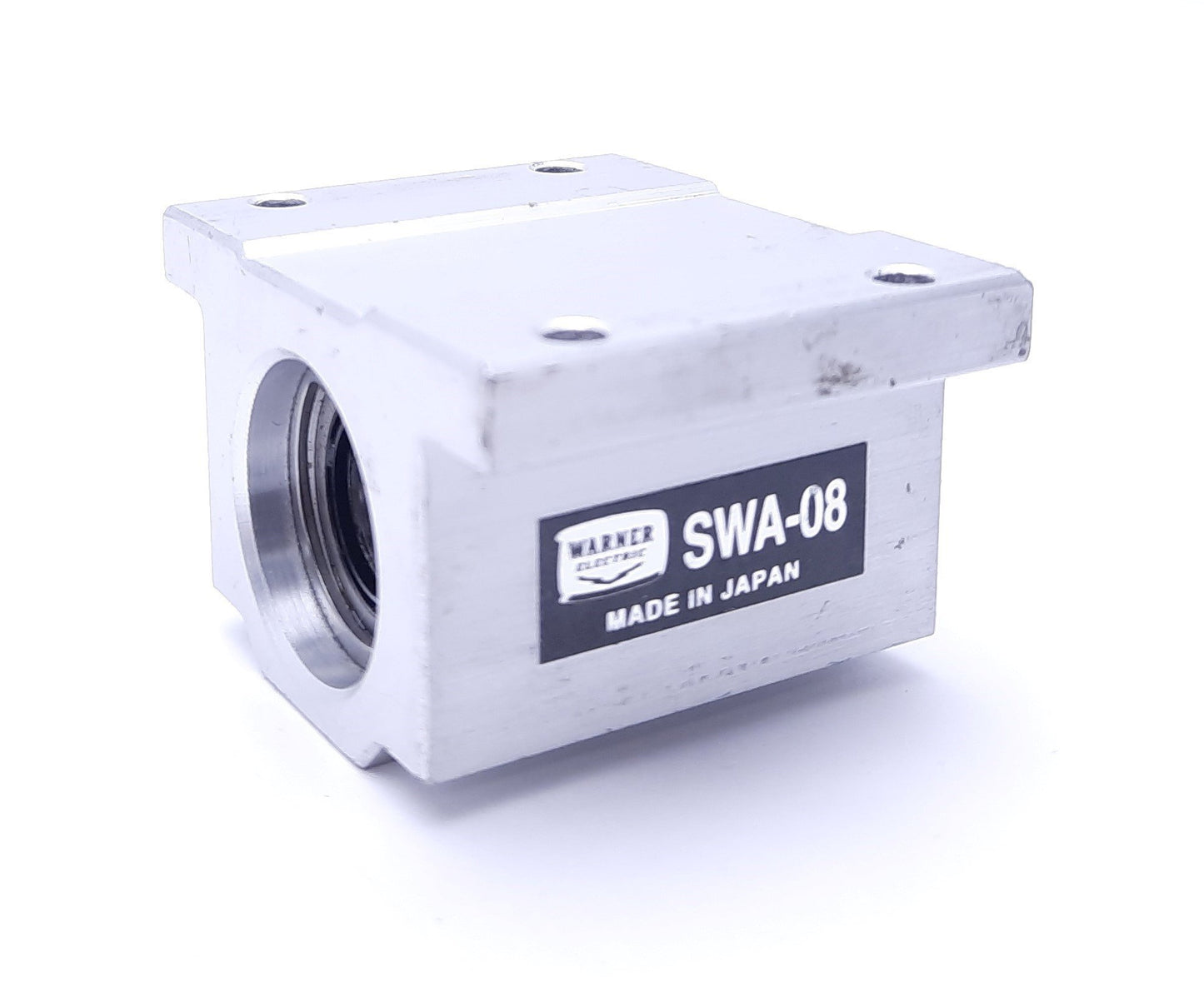 Used Warner Electric SWA-08 Bushing Block, 14mm Shaft Diameter, 4mm Screw Mounts
