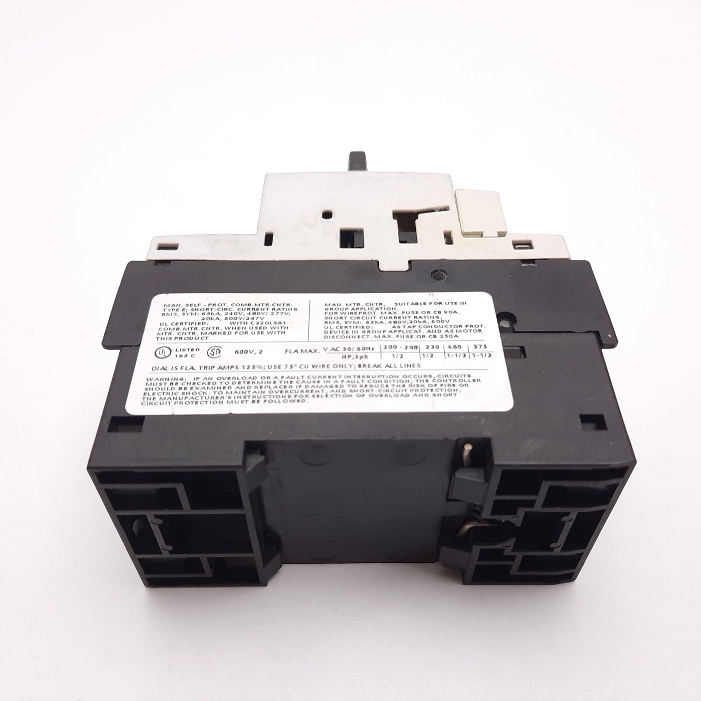 Used Cutler Hammer A307MN Manual Motor Starter, 3-Pole W/ N/O and N/C Aux, 1.4-2A