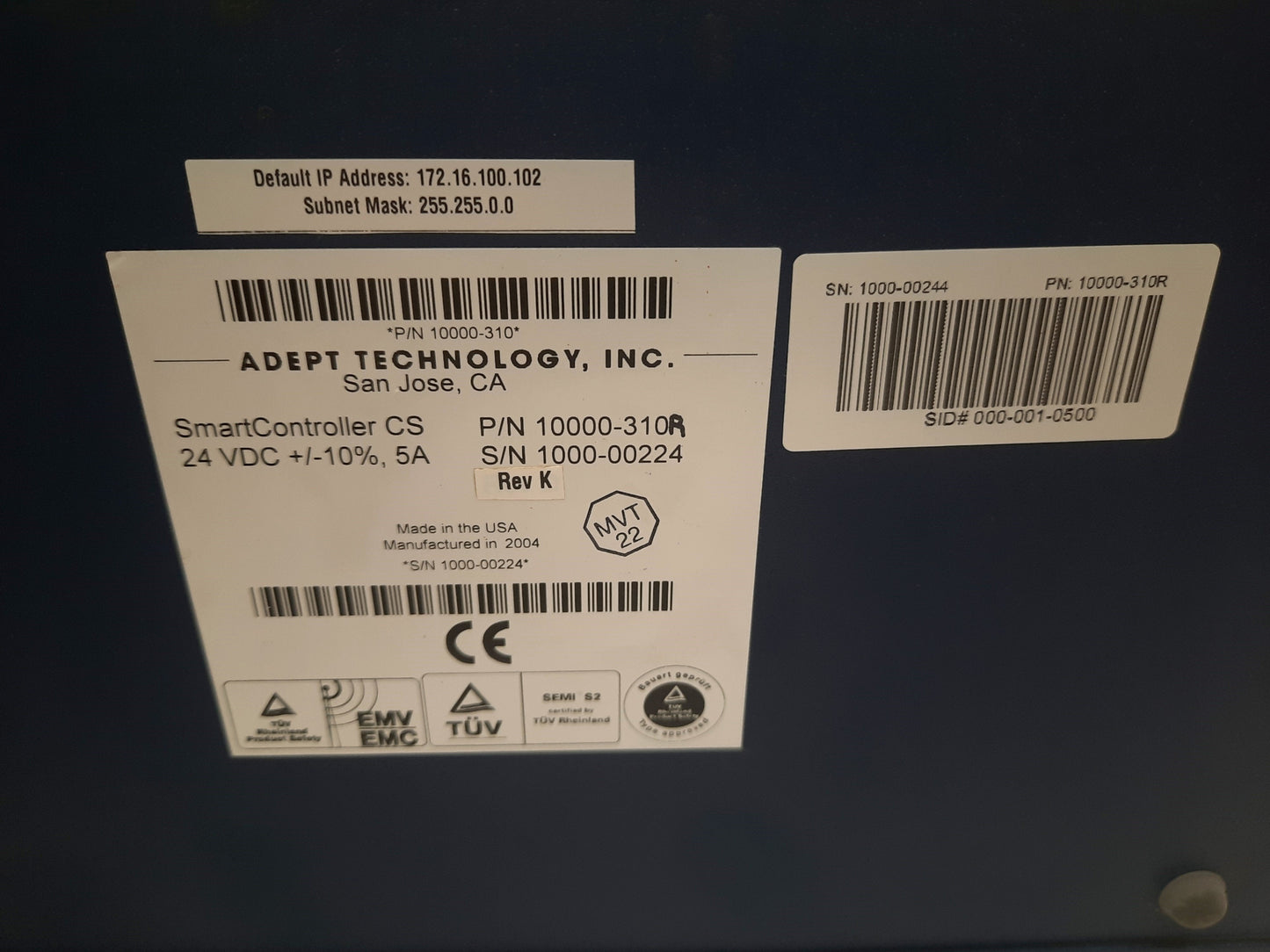 Used Adept 10000-310R Rev. K Smart Robot Controller CS IEEE-1394 I/O w/30MB CF Card