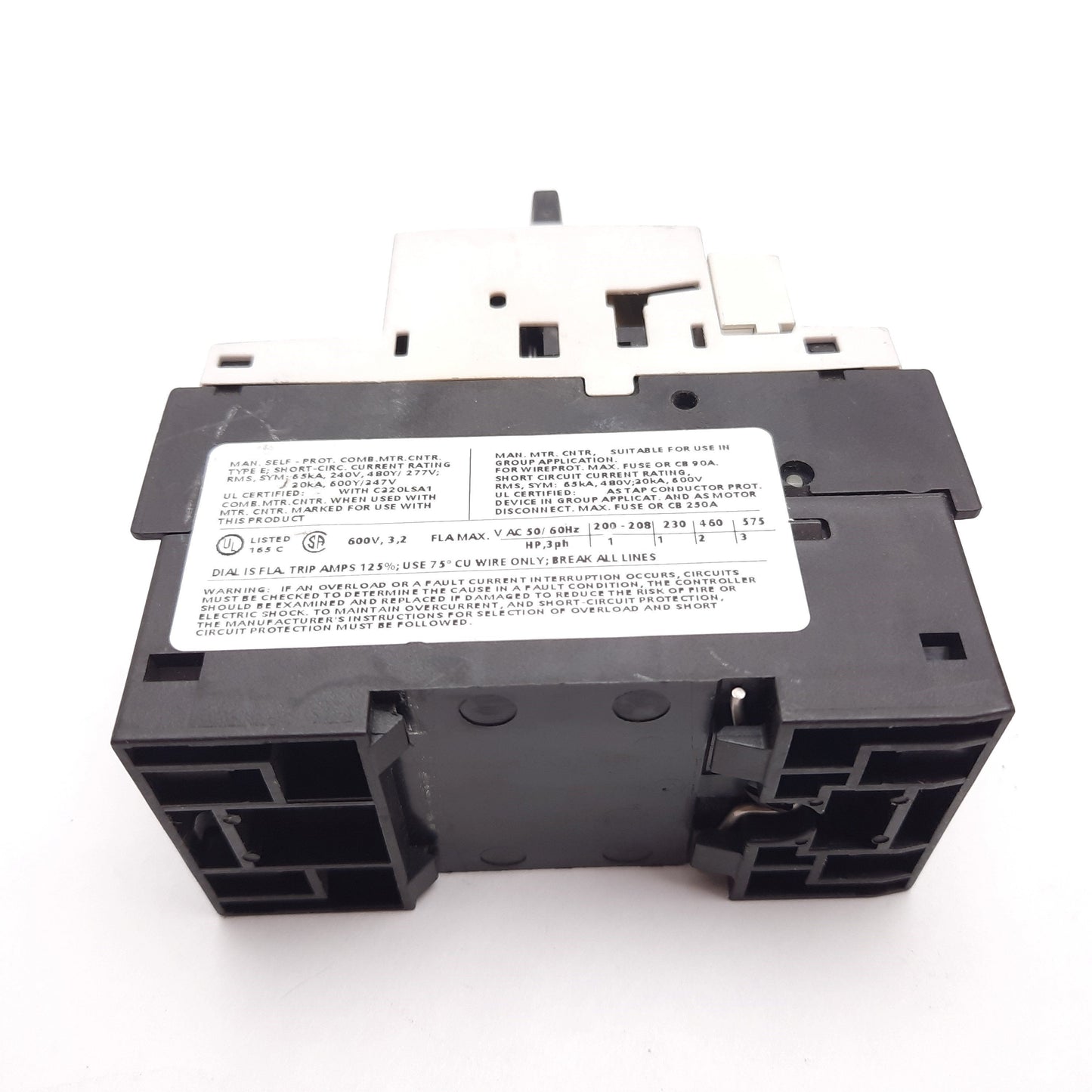 Used Cutler Hammer A307PN Manual Motor Starter, 3-Pole W/ N/O and N/C Aux, 2.2-3.2A