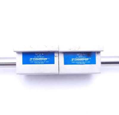 Used Thomson SPB6 Super Pillow Block Bearings (x2) With 22" Rod, 3/8" Rod Diameter