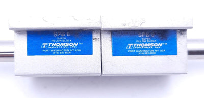 Used Thomson SPB6 Super Pillow Block Bearings (x2) With 19" Rod, 3/8" Rod Diameter