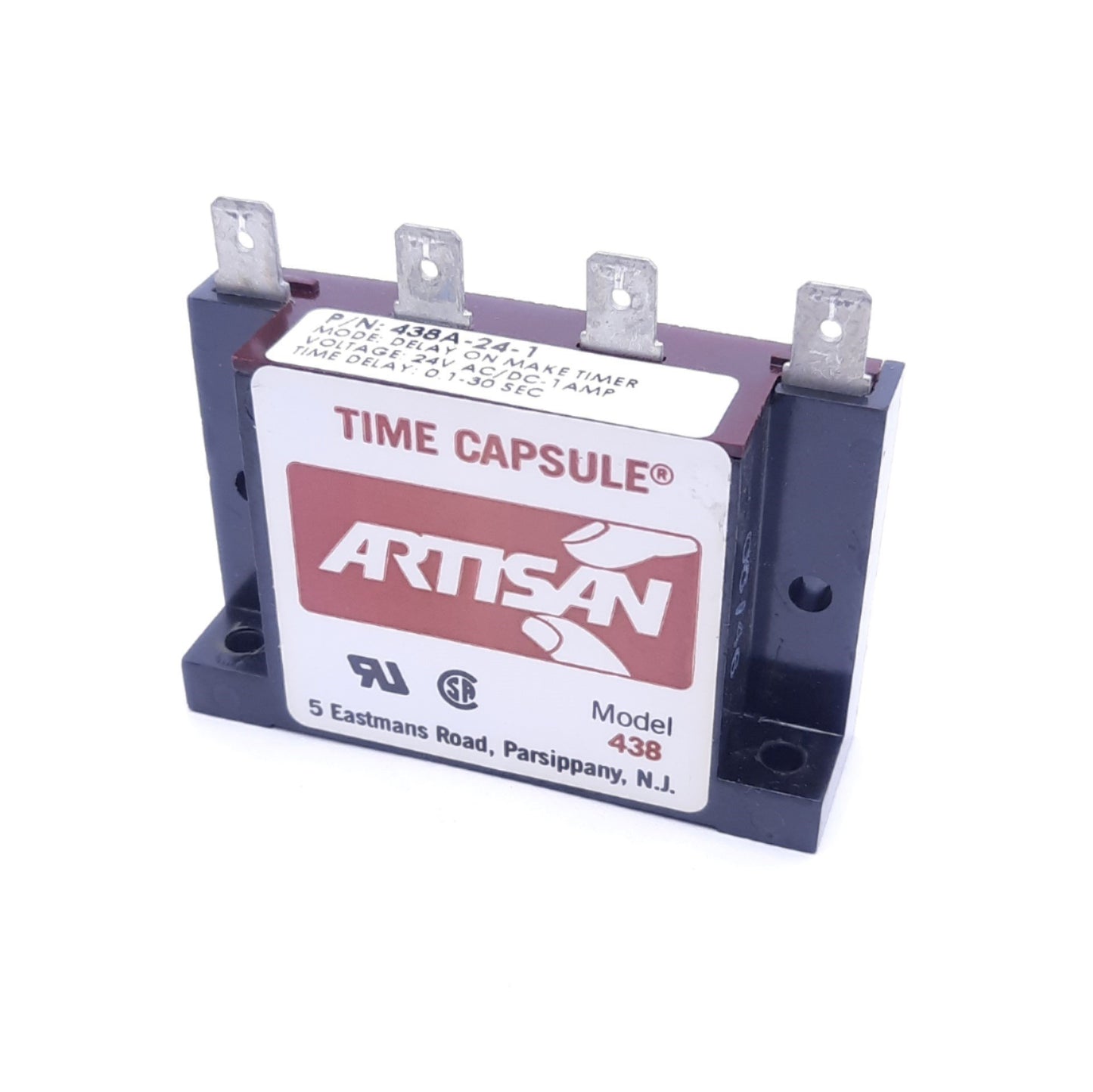 Used Artisan 438A-24-1 Time Delay Relay, 24VAC/DC, 1A, 0.1-30 Seconds Delay Range