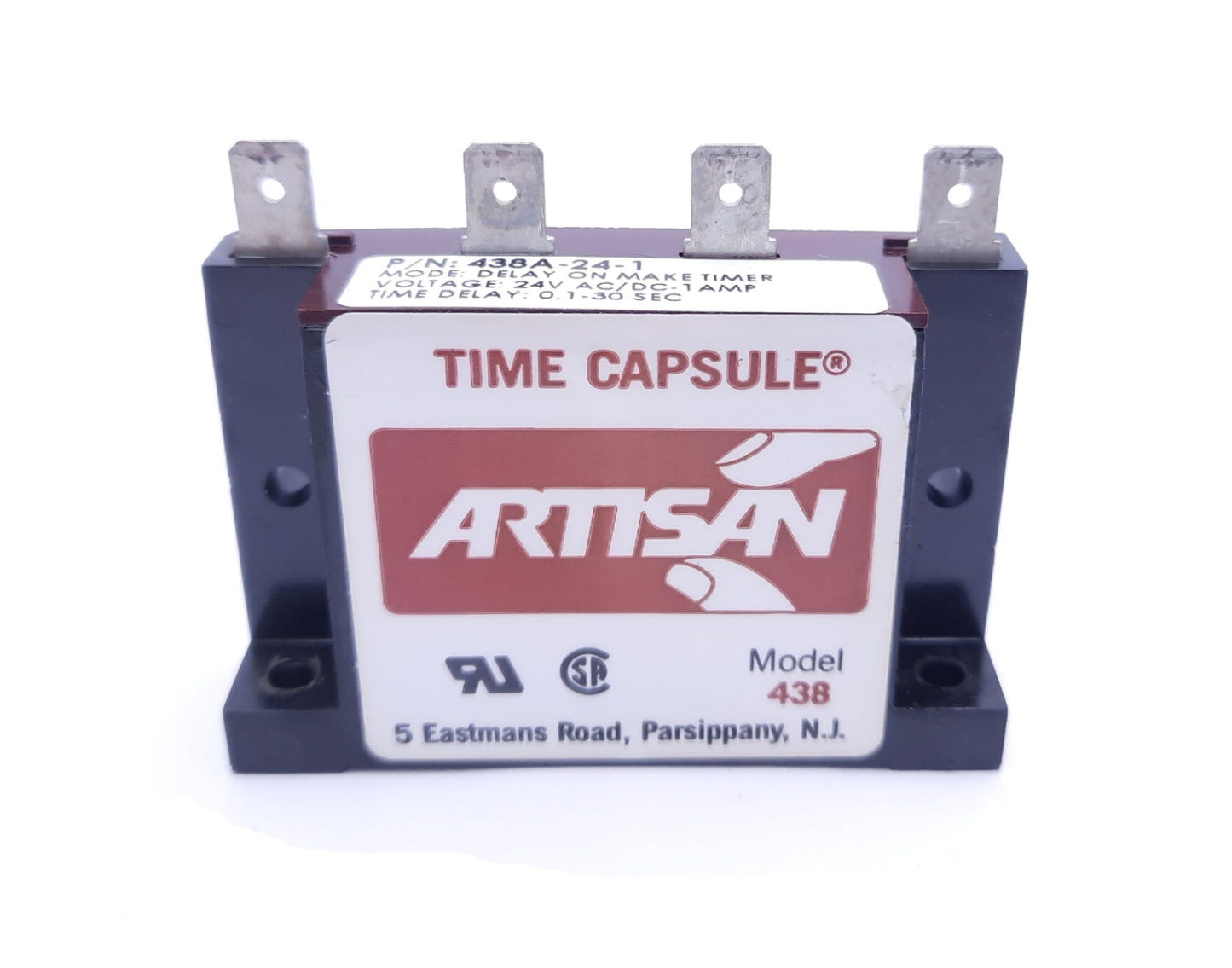 Used Artisan 438A-24-1 Time Delay Relay, 24VAC/DC, 1A, 0.1-30 Seconds Delay Range
