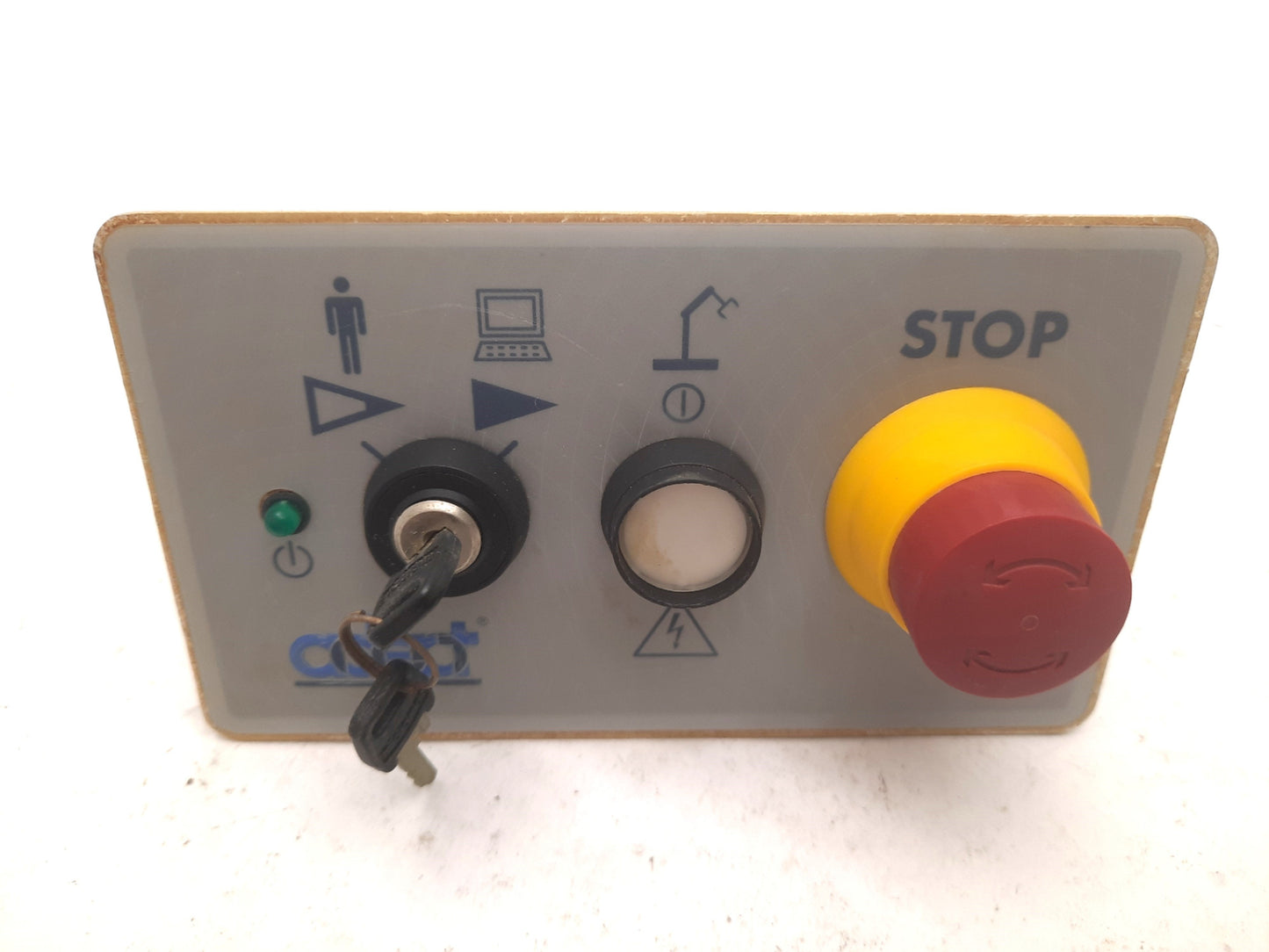 Used Adept 30356-10358 Rev B PCI Front Control Panel, E-Stop, Auto/Man On, Key Switch