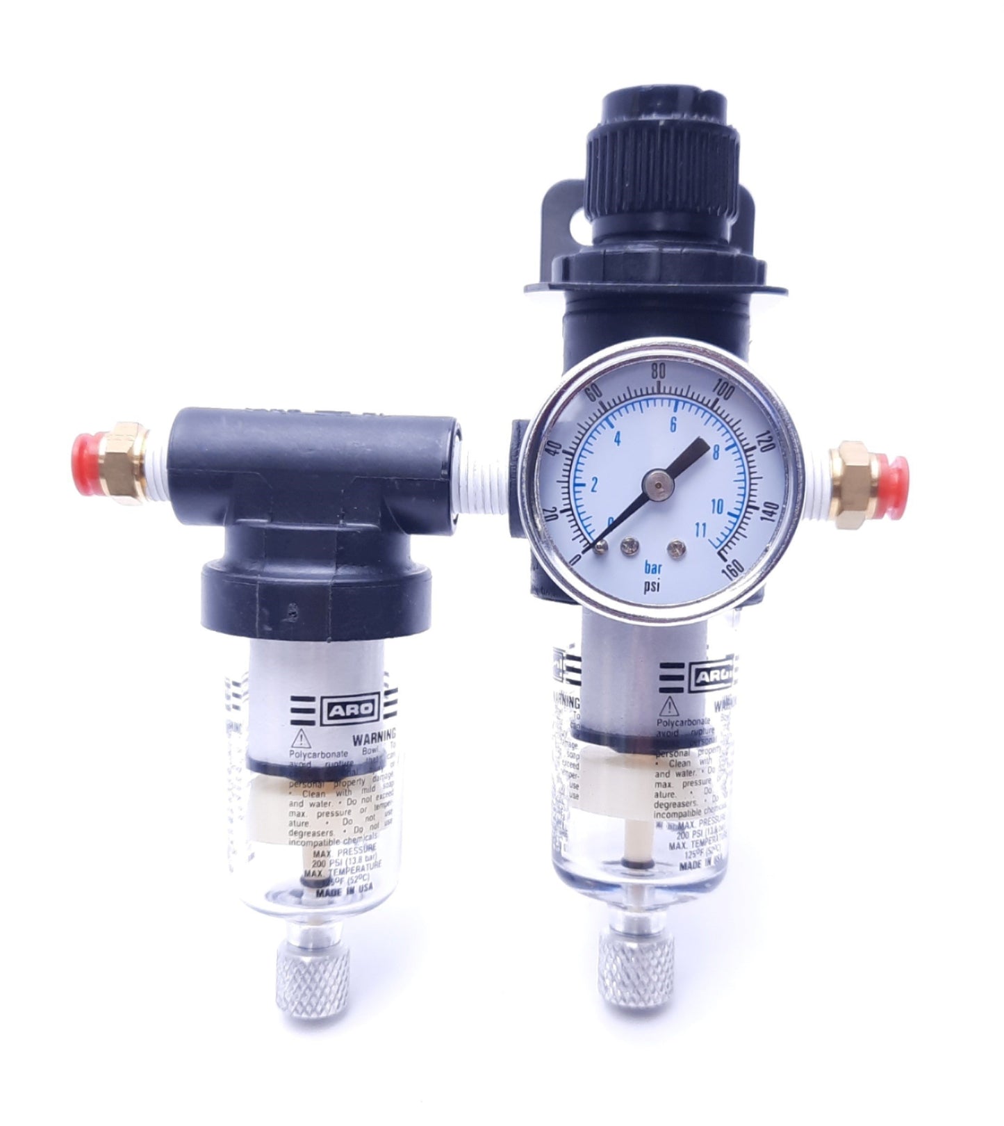 Used ARO 129121-704 (C0305) & 125121-301 (D0085) Filter Regulator Assembly, 200 PSI