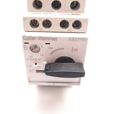 Used Cutler Hammer A307RN Manual Motor Starter, 3-Pole W/ N/O and N/C Aux, 2.8-4A