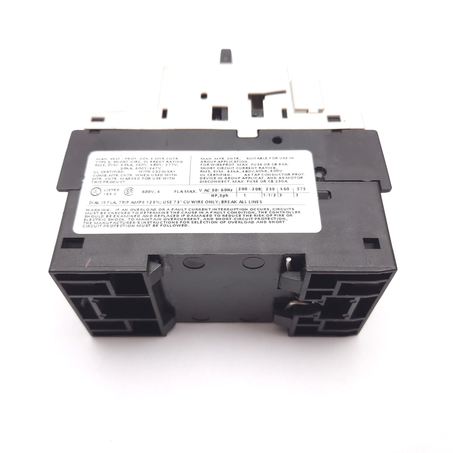 Used Cutler Hammer A307RN Manual Motor Starter, 3-Pole W/ N/O and N/C Aux, 2.8-4A