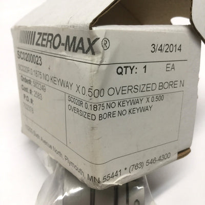 New Zero-Max SC020R ServoClass Double Disc Shaft Coupling 3/16" x 1/2" Oversize Bore