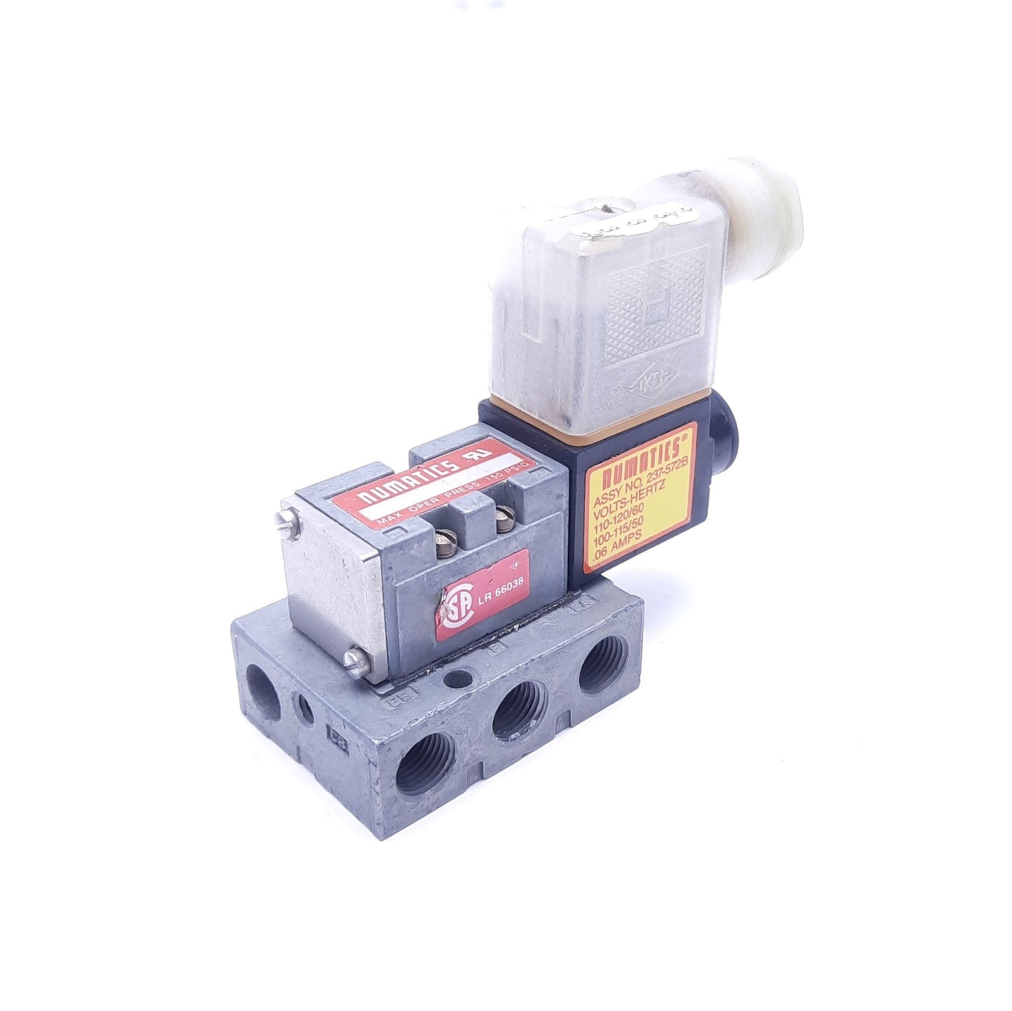 Used Numatics 031SA4000 Solenoid Valve With 237-572B Solenoid, 5 Port, 1/8" NPT