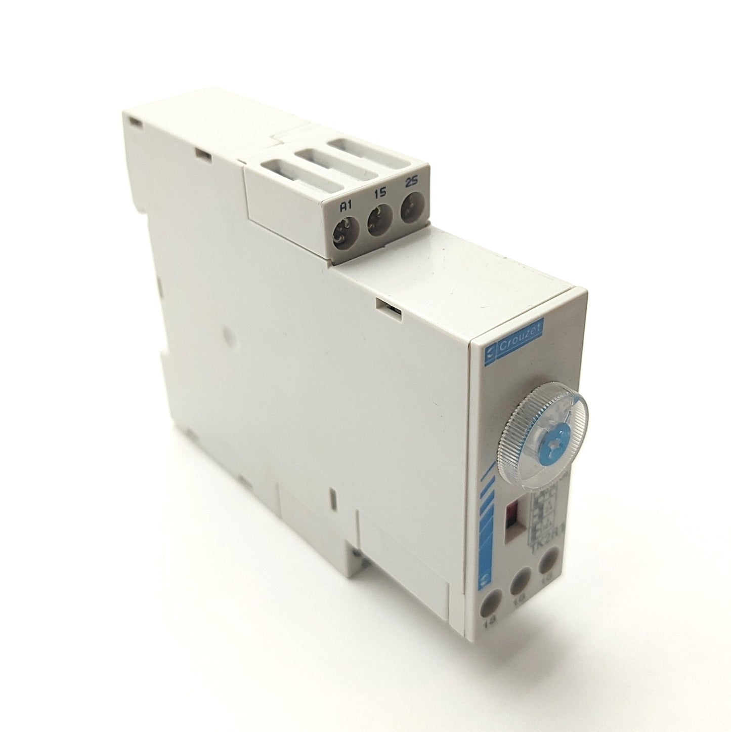 Used Crouzet TK2R1 Time Delay Relay, .08-160s, DPDT 240VAC 8A Contacts, 24VDC Coil