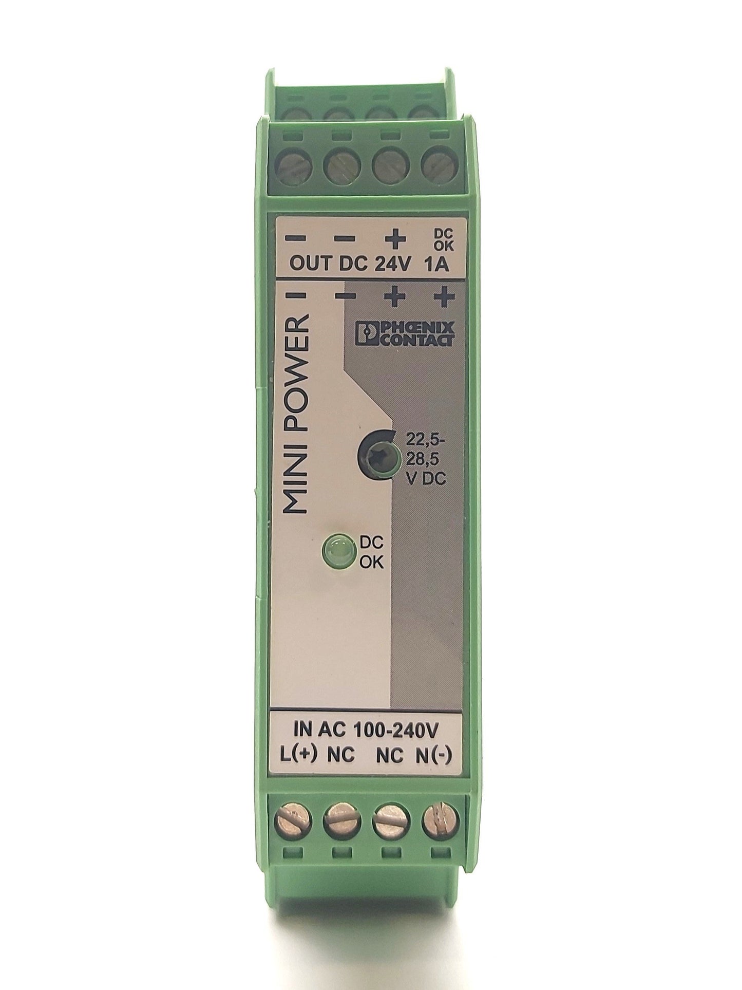 Used Phoenix Contact MINI-PS-100-240AC/24DC/1 Mini Power Supply, 24VDC 1A, DIN Rail