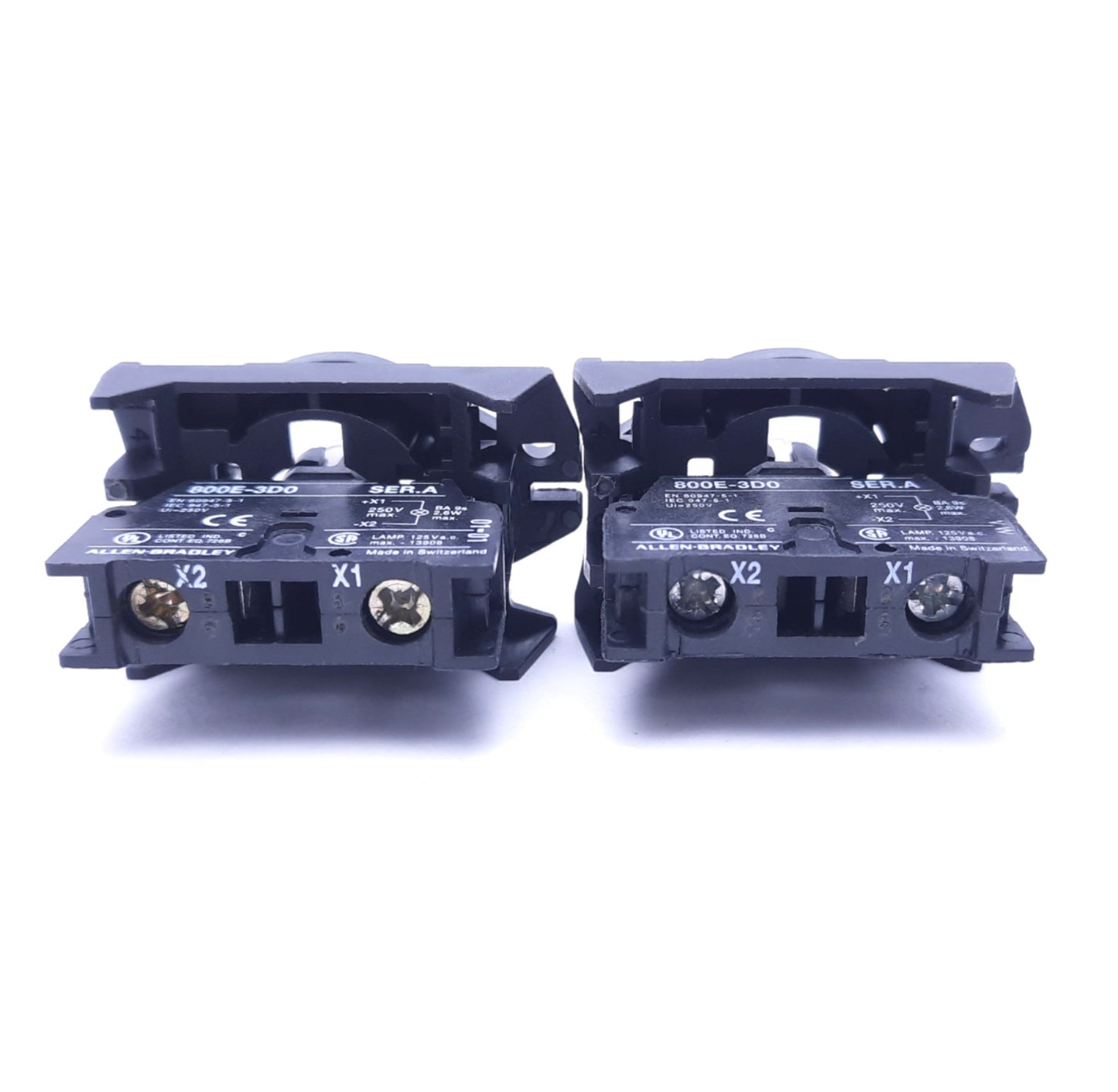 Used Lot of 2 Allen-Bradley 800E-3D0 Series A Light Module Contact Blocks With Mount