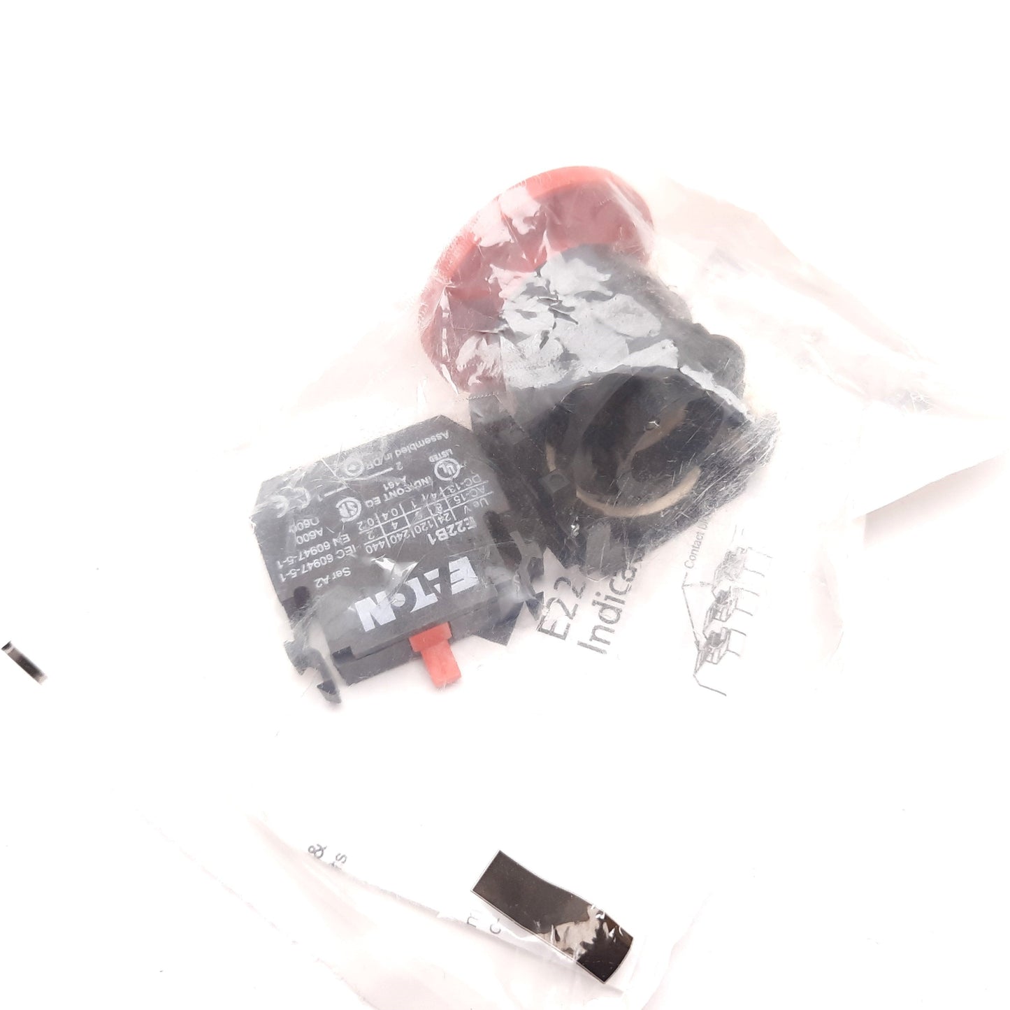 New Eaton E22LB2B Push Button, 40mm Mushroom, Red, Momentary, N/C Contact Block