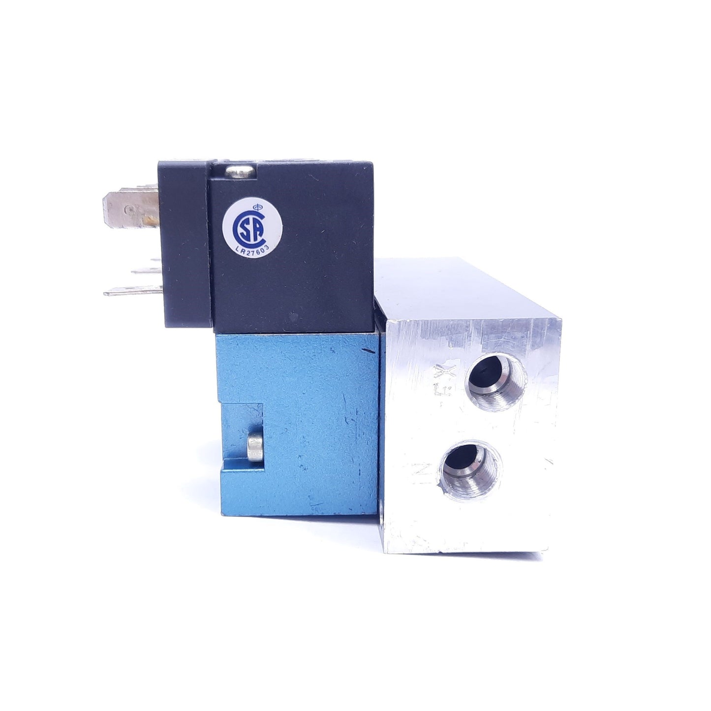 Used Bank Of (3) Mac 45A-L00-DDAJ-1JM Solenoid Valves, 4 Port Manifold, 24VDC, 120PSI