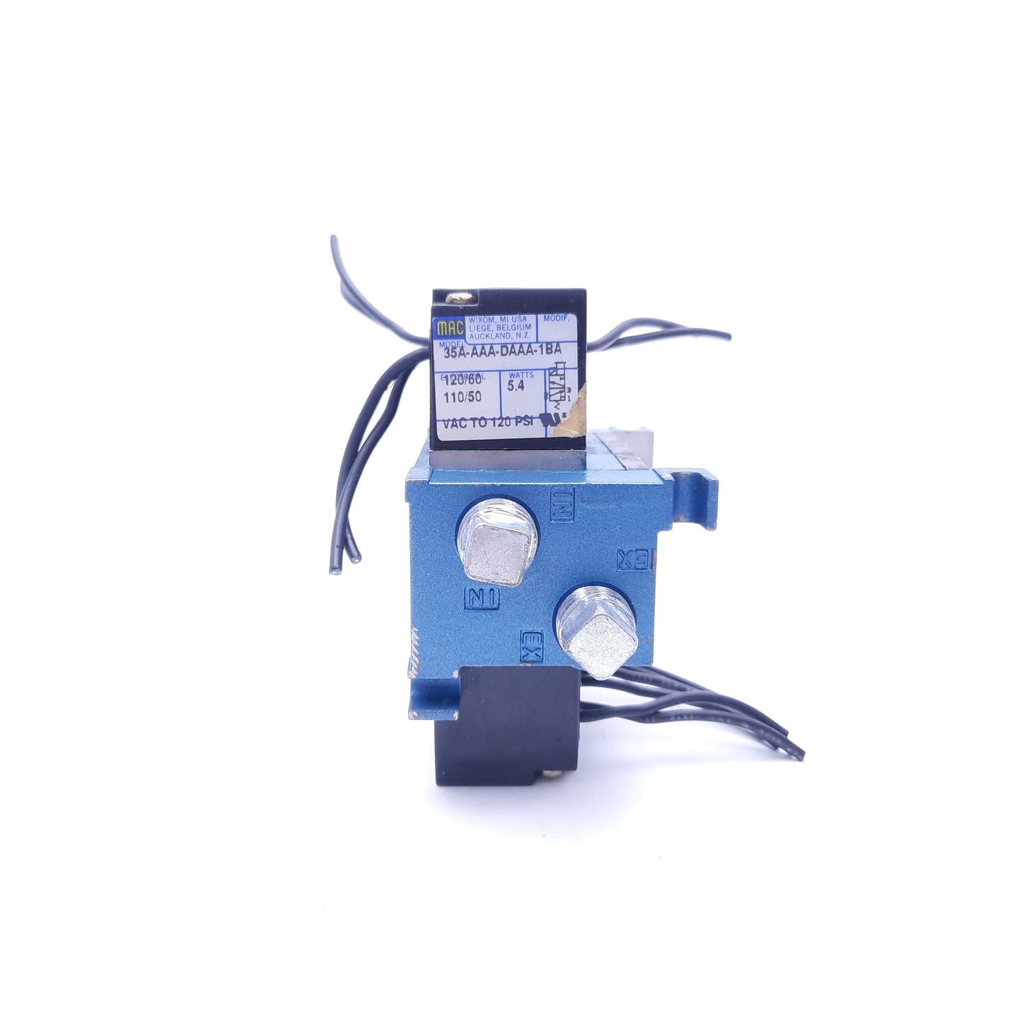 Used Bank of 3 MAC Solenoid Valves w/ Coils: x5 45A-TA1-DDAB-1BA, x1 35A-AAA-DAAA-1BA