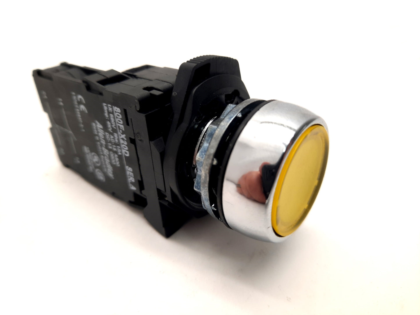 Used Allen Bradley Yellow Push Button 800F-X20D Ser A Contacts 2x NO 690V 10A 4KV