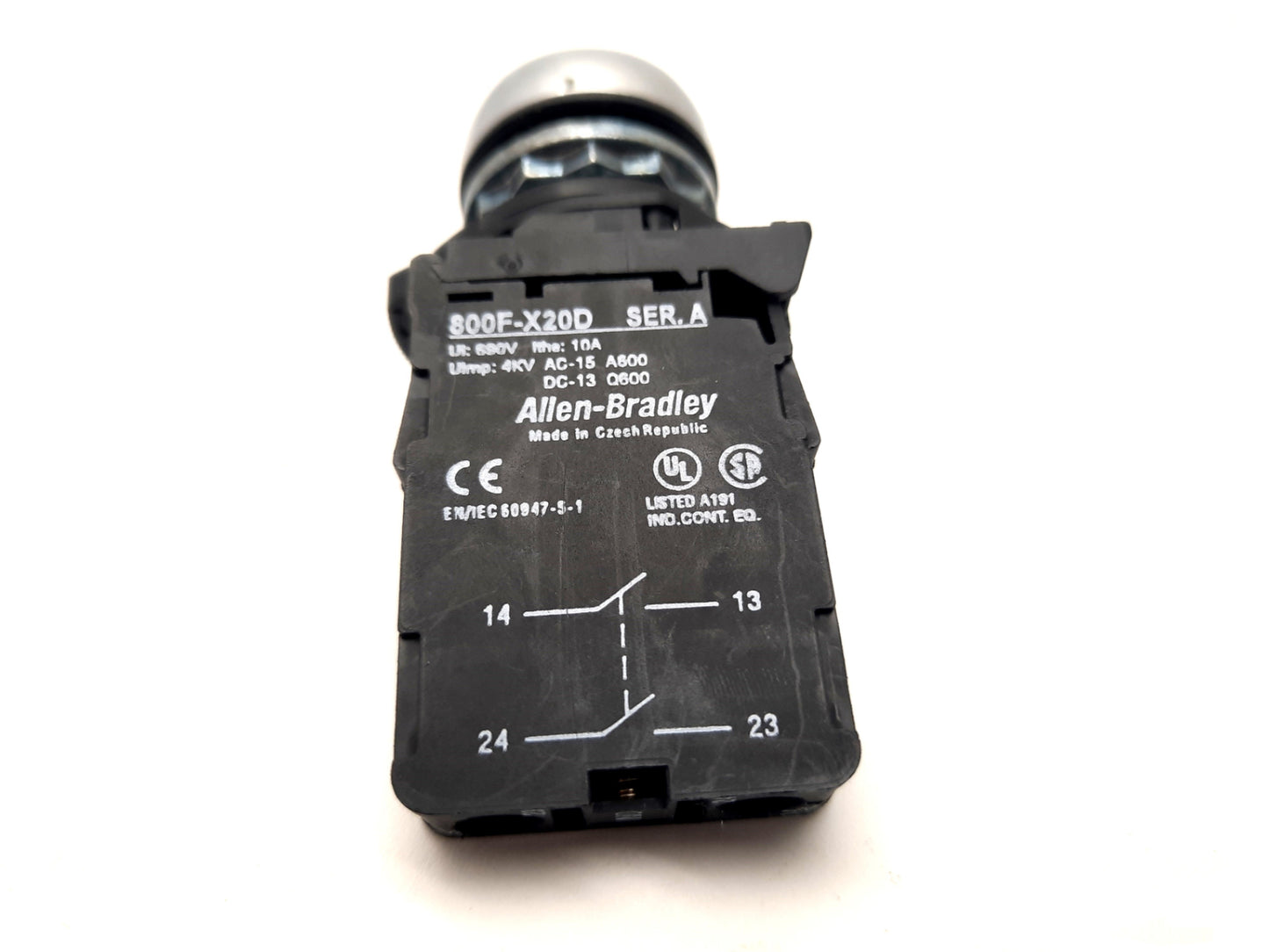 Used Allen Bradley Yellow Push Button 800F-X20D Ser A Contacts 2x NO 690V 10A 4KV