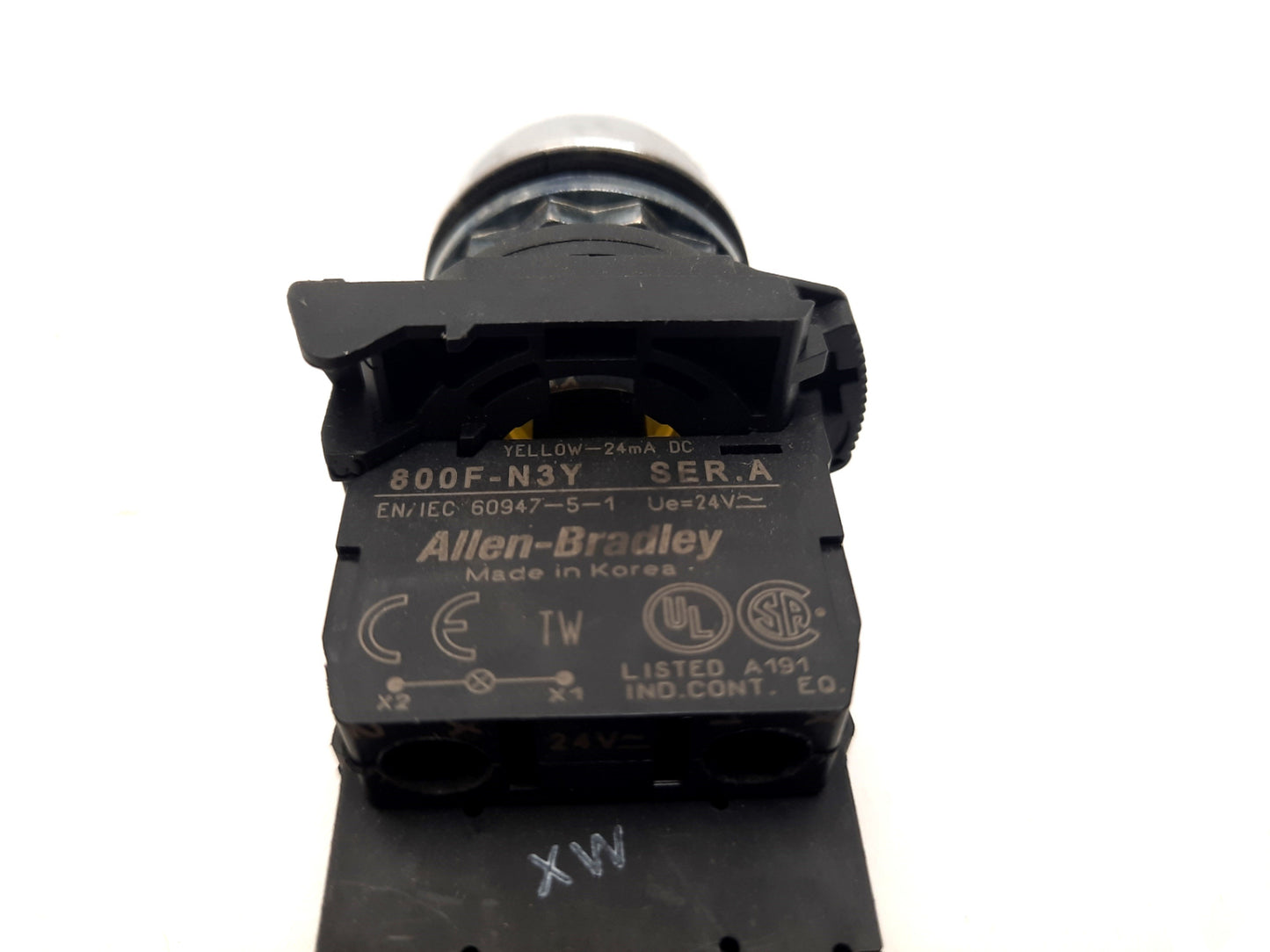 Used Allen Bradley Yellow Push Button 800F-X20D Ser A Contacts 2x NO 690V 10A 4KV